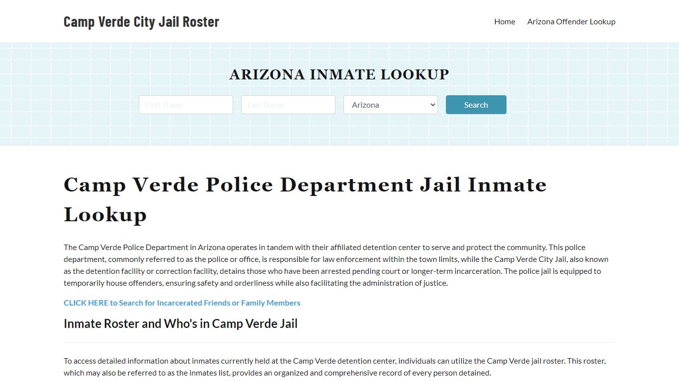 Camp Verde Police Department & City Jail, AZ Inmate Roster, Arrests ...